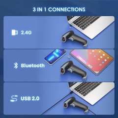 Eyoyo 2D QR Wireless Barcode Scanner 2500mAh Handheld Cordless USB Wired Reader