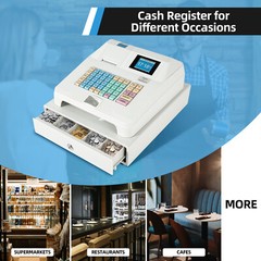 48Key Desktop Electronic Cash Register POS Casher Digital LED Display w/ Drawer