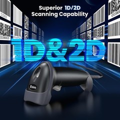 Eyoyo USB 2D Handheld Wired Barcode Scanner, Automatic QR Code Scanner PDF417 Da