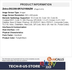Zebra DS2208-SR7U2100AZW Handheld 1D 2D Imager Barcode Scanner Black USB Kit