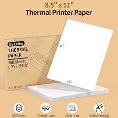 Thermal Printer Paper 8.5 X 11, 200 Sheets Folding Thermal Paper Use for Home…