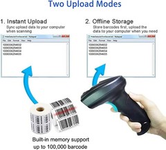 2D QR Code Scanner Wireless, Automatic Barcode Scanner for POS System, 1D PDF…