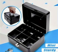 Metal Cash Box Mini Security Lock Box Money Bank 4.5×3.8×2.3 inches BLK
