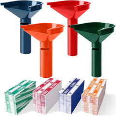 4 Color-Coded Coin Sorter Tubes with 400 Assorted Flat Coin Wrappers – Quarters,