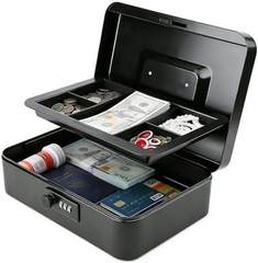 Decaller Large Cash Box with Combination Lock, Metal Money Box with Removable…