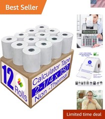 12 Rolls2 1/4 in x 150 ft Adding Machine Tape Paper Rolls, for HR-10RC, HR-17…
