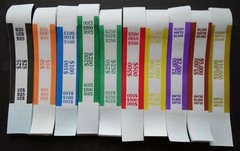 100 Mixed $25 to $10,000 Cash Money Self-Sealing Straps Currency Bands