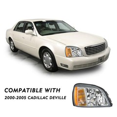 Headlight Assembly for Cadillac DeVille 2000 2005 Chrome Driver Passenger Side