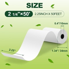 TUXIYA 2 1/4&Prime;x50&prime; Thermal Paper Receipt Rolls,12 Rolls of Thermal Printer Pap…
