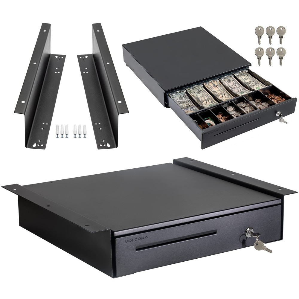 Volcora Cash Register Drawer with Under Counter Mounting Metal Bracket – 16&Prime; …
