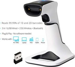 Wireless Portable 1D/2D 3-in-1 Handheld Rechargeable Bluetooth Barcode Scanner