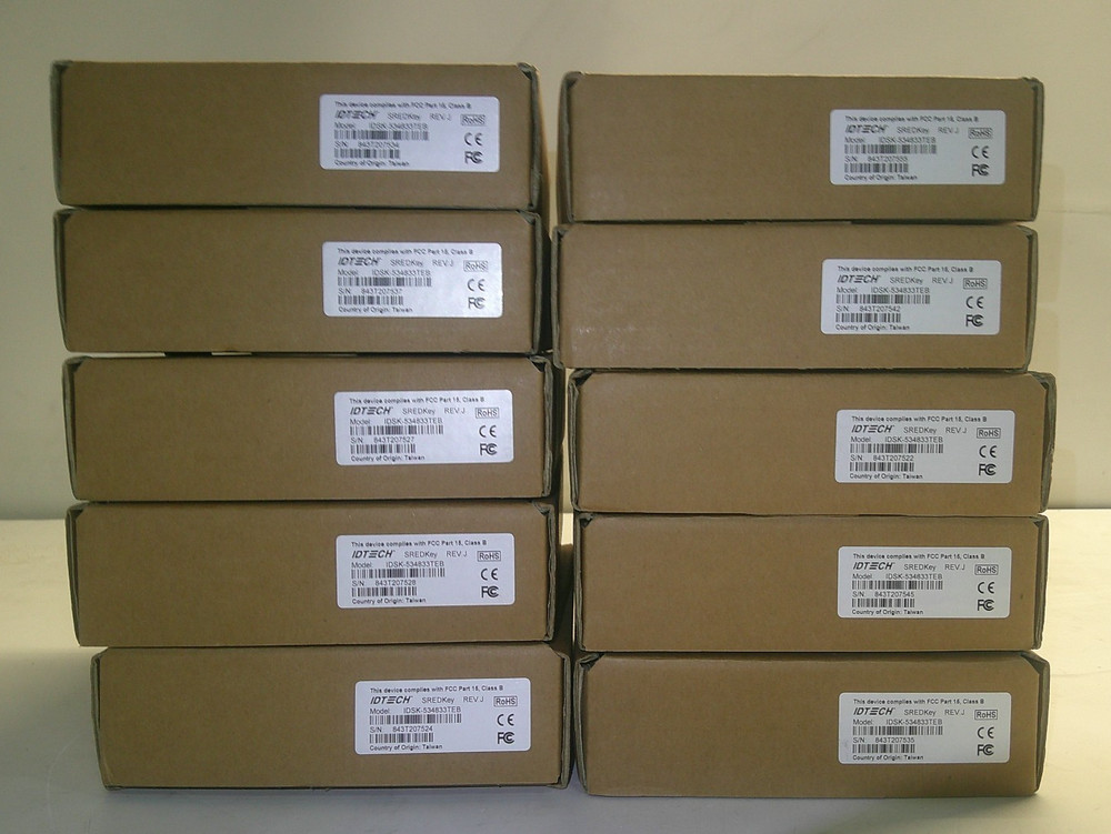 Lot of 10 – IDTech IDSK-534833TEB SREDKey USB Credit Card Reader REV. J.