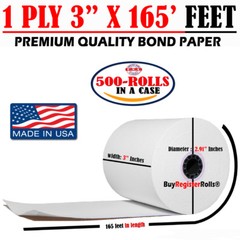 Unbranded 3&Prime; x 165&prime; 1Ply Bond 50 Rolls for Reseller Epson TM-U200D Epson TM-U210