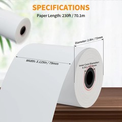 3 1/8 » x 230ft&rsquo; Thermal Paper Receipt 10 Rolls, Receipt Paper POS Cash Regis…