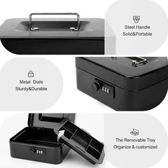 Secure Cash Box with Money Tray & Combination Lock – 7.87 » x 6.3 » x 3.54 »