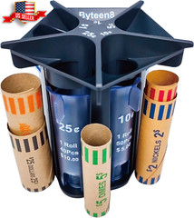 Coin Counter Coin Sorter Tubeï½œCreative 5-in-1 Change Sorter Coin Organizerï