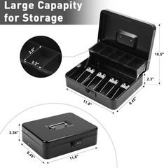 Alloy Steel Cash Box with Spring-Loaded Clips and Hidden Compartment Features