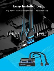 Concentrador USB C en el panel frontal, lector de tarjetas SD/microSD interno US