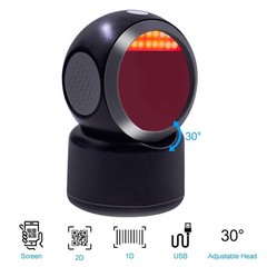 1D 2D QR Desktop Barcode Scanner, Symcode Omnidirectional Hands-Free Automatic