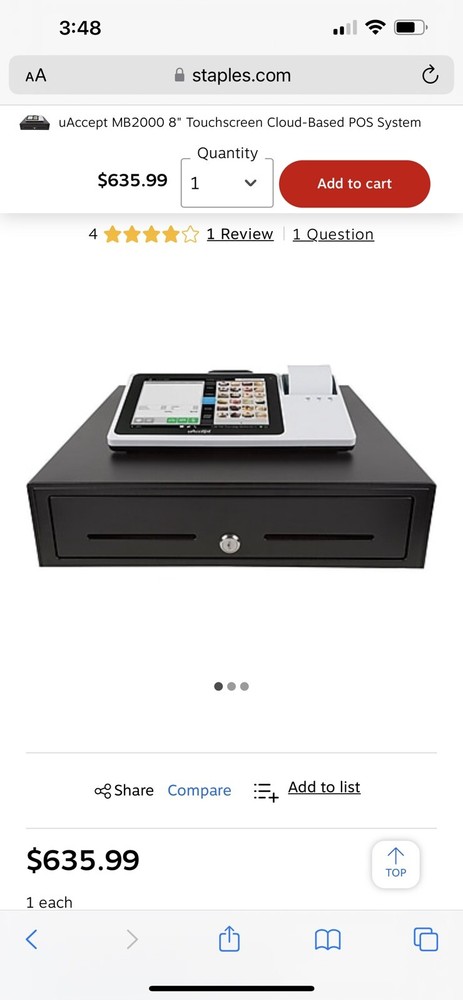uAccept™ MB2000SR Point Of Sale System, White