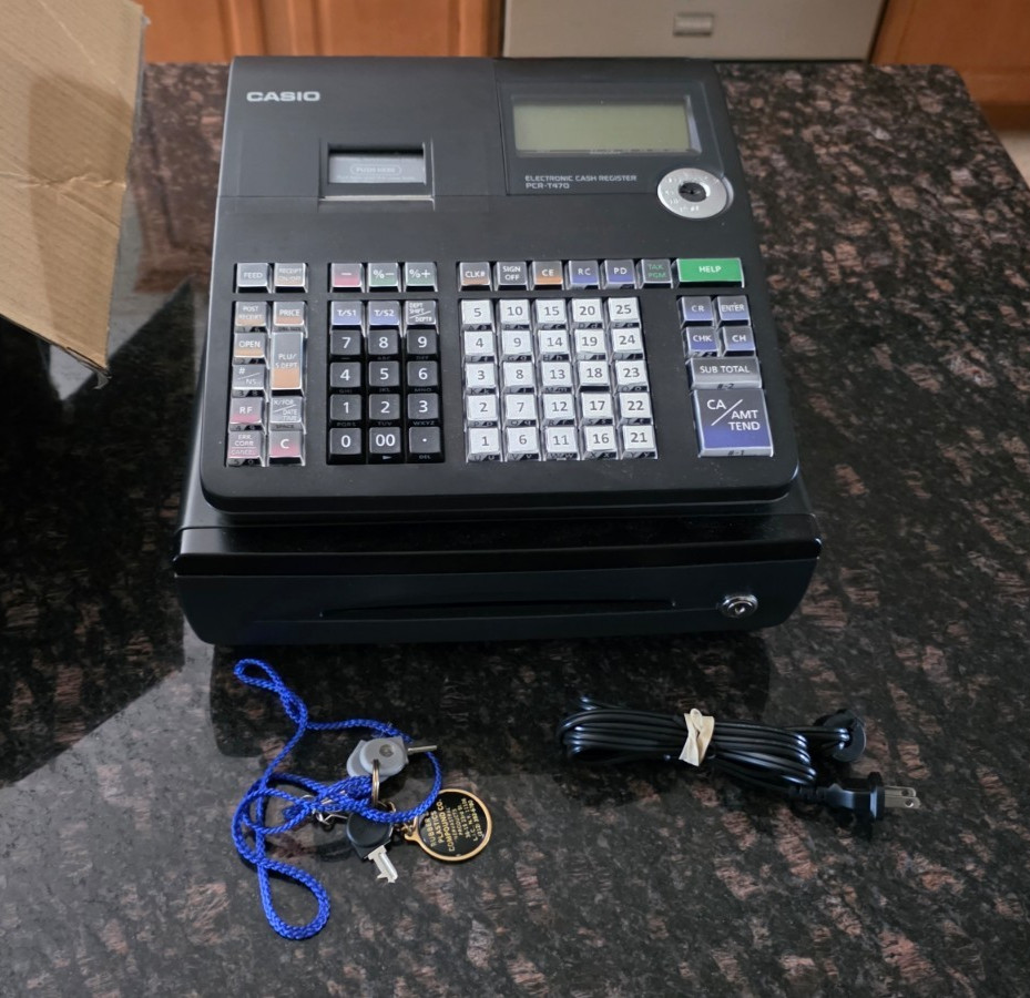 Casio PCR-T470 Electronic Cash Register with Keys – Tested/Works