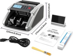 High-Speed Money Counter Machine with UV/MG/IR Counterfeit Detection – Silver
