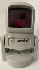 Symbol LS 9100 400BA laser barcode scanner with manuals and stand in box
