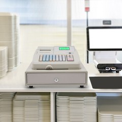 Electronic Cash Register with Flat Keyboard & Thermal Printer Commercial 48 Keys