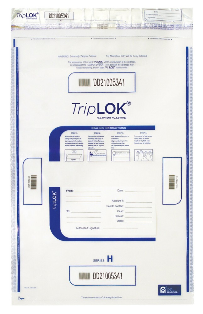20×28 TripLok, clear, 50 Deposit Bags
