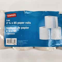 Staples Bond Receipt Paper Rolls, 2 1/4&Prime; x 85&prime;, 10/Pack 18216