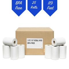 3-1/8 x 119 Feet Thermal Rolls by PosPaperRoll (25 Rolls)
