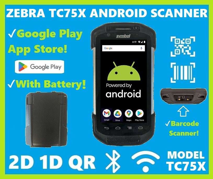Zebra TC75X Android Barcode Scanner 2D/1D, Verizon 4G, Google Play, Battery! 🔥⭐