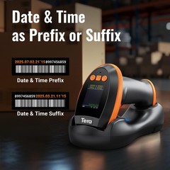 Tera Barcode Scanner Wireless with Screen: Pro Version 1D 2D QR Orange