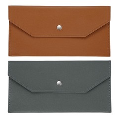 2Pcs PU Leather Envelope Wallet Money for Women Men,Gray/Brown