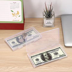 2 Pack Plastic Cash Money Box Clear Currency Tray with Lid | Rectangular Cash St