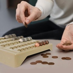 Brown Coin Counter Tray with 150 Coin Wrappers – Ultimate Sorter Solution