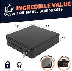 NEW CashX Heavy Duty 13&Prime; POS Cash Register Drawer, 4 Bill/5 Coin, RJ11/RJ12 Lock