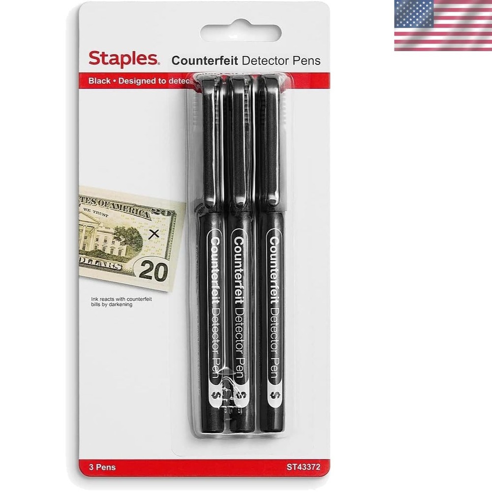 Counterfeit Detection Pens, Black, 9 Pack – Fake Bill Marker Pens for Retail,…