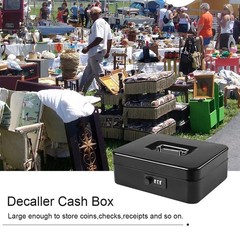 Decaller Large Cash Box with Combination Lock, Metal Money Box with Removable…
