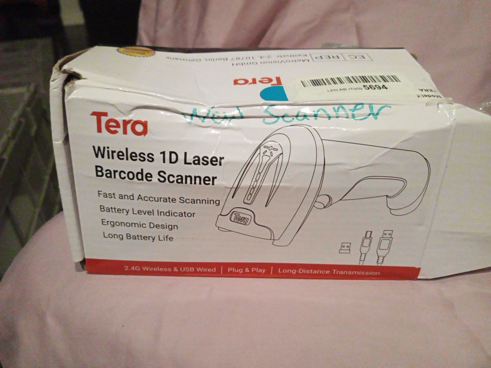 TERA 5100 1D Laser Barcode Scanner 2.4G Wireless USB Wired Orange