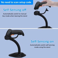 Symcode Bluetooth 2D Black, Barcode Scanner with Auto-Sensing Stand