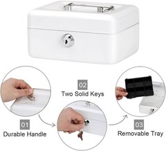 Durable White Cash Box with Key Lock – Ideal for Festivals and Schools, 5.9&Prime;