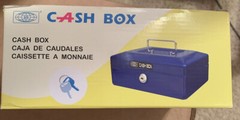 Locking Steel Medium Cash Box with Removable Coin Tray and Key Lock 2 Keys. Teal