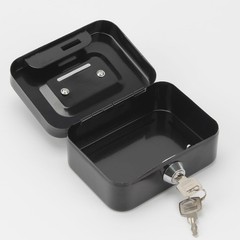 Mini Metal Cash Box with Slot, Small Cash Box with Handle and Key