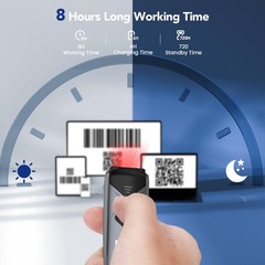 Eyoyo Bluetooth 2D&1D Barcode Scanner, Portable Wireless Mini Grey