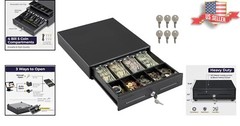 Electronic Cash Register Drawer – 13&Prime; – 4 Bill 5 Coin Tray – RJ11/RJ12 – Black