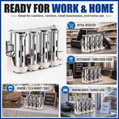 Coin Counter and Sorter – 4 Tube Metal Dispenser for Quick Coin Sorting
