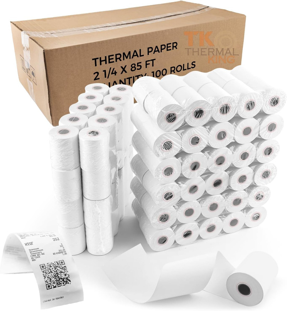 (100 Rolls) 2 1/4&Prime; X 85&prime; Thermal Paper, POS Receipt Paper for Retail Business Ca