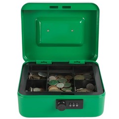 Green Medium Cash Box With Combination Lock Removable 7.87×6.30×3.54 Inch