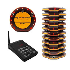 CATEL 1-to-10 Coaster Pager Wireless Calling System for Restaurant Coffee Shop